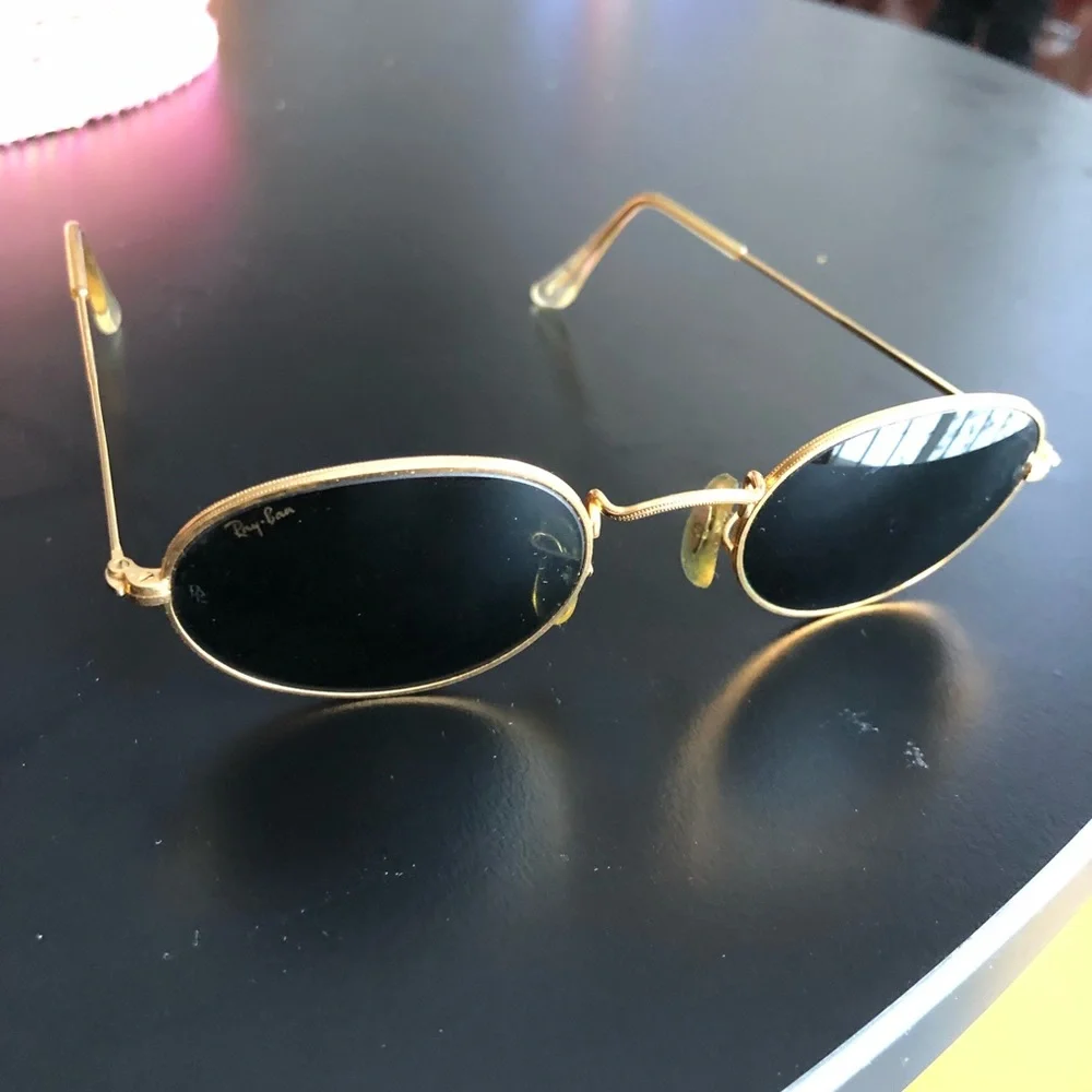Vintage Bausch & Lomb Ray-Ban Gold Tone Oval Green Shade Sunglasses - Picture 13 of 15